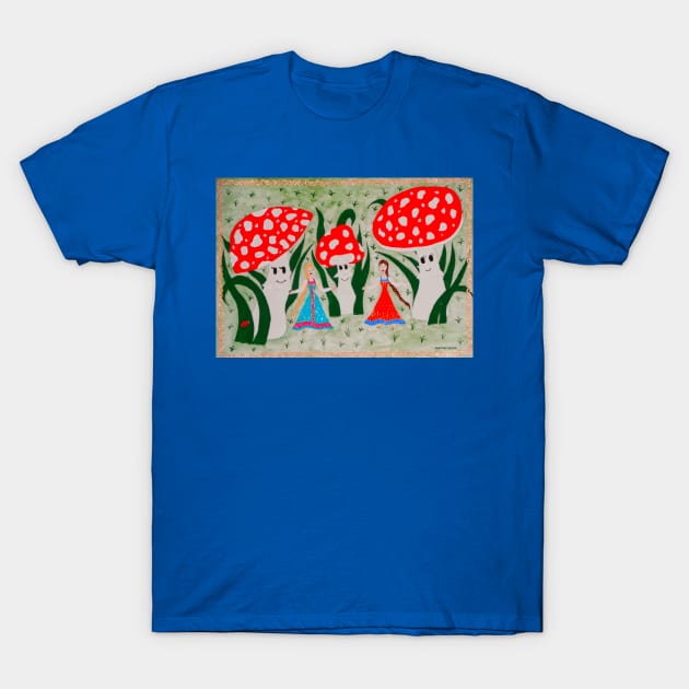 Dance of the Mushroom Fairies T-Shirt by DebiCady